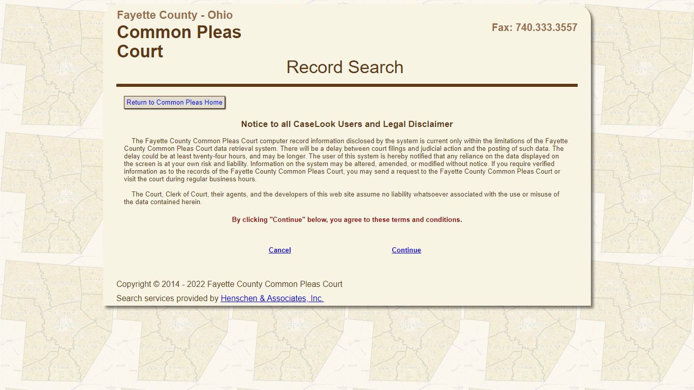 Fayette County Common Pleas Court - Record Search