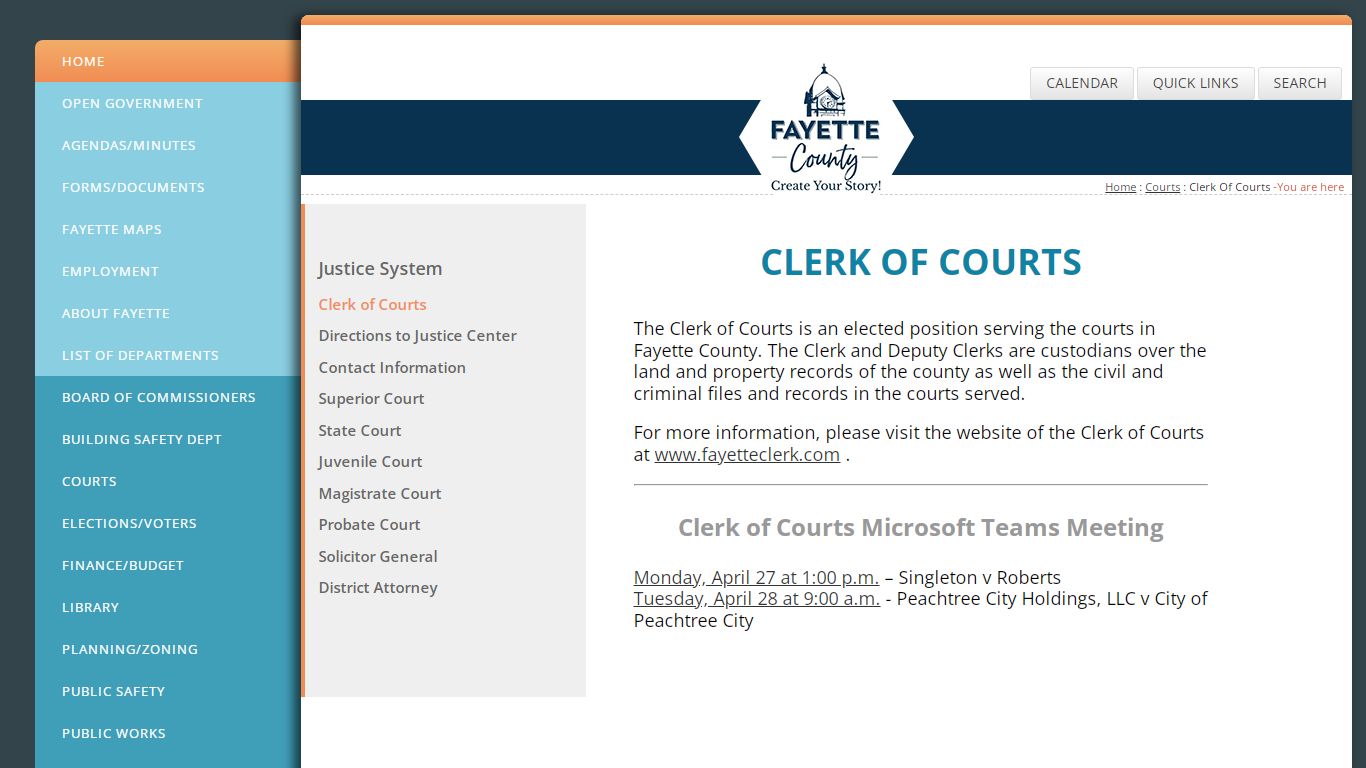Justice System:Clerk of Courts - Fayette County, Georgia