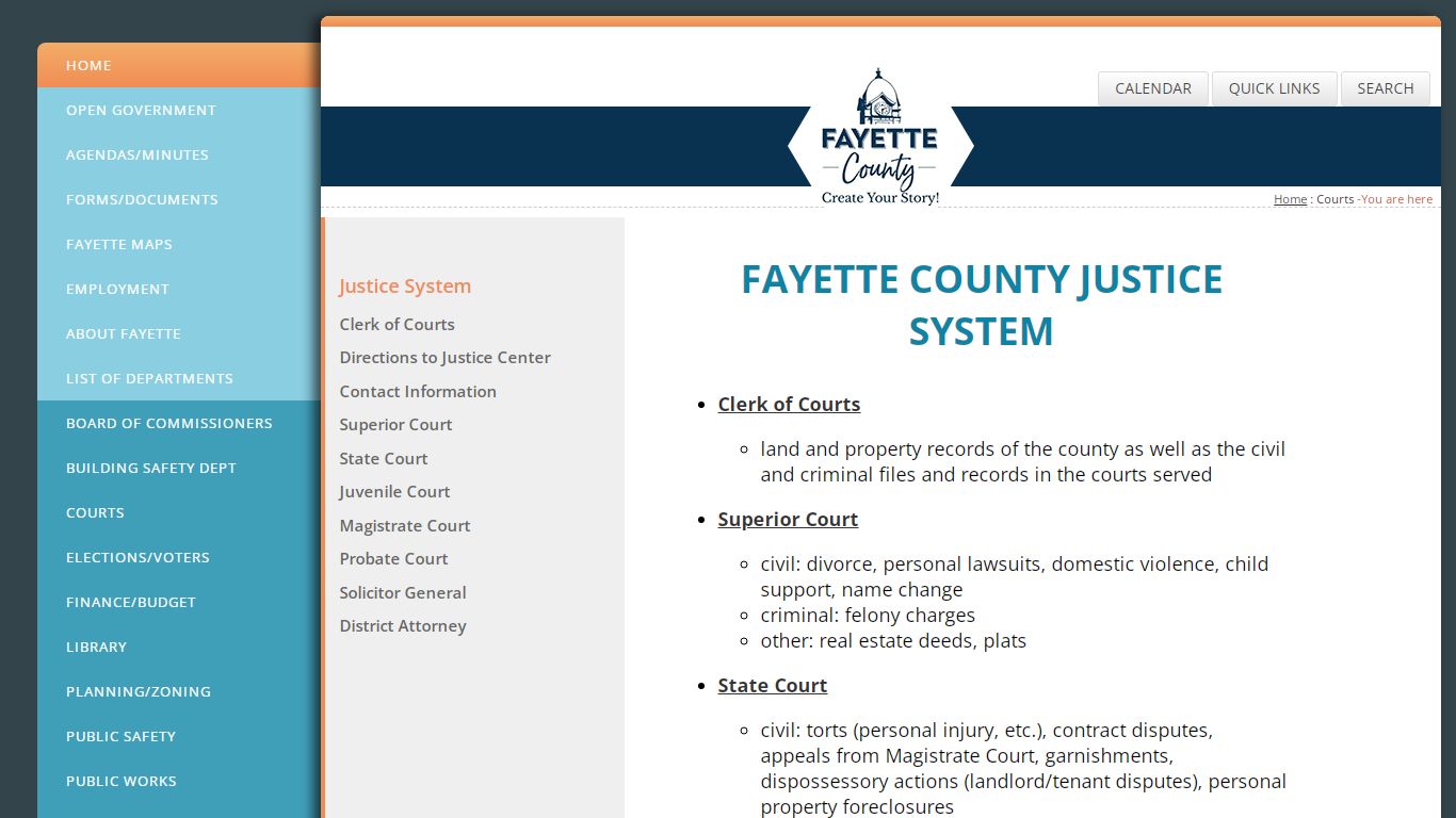 Justice System:Courts - Fayette County, Georgia